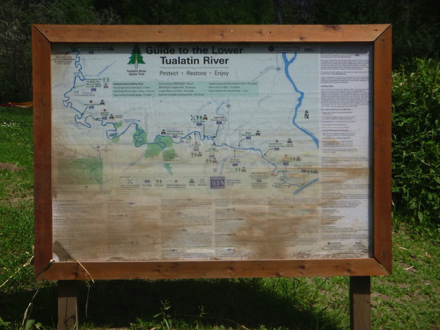 Map of the lower Tualatin River – map shows mileage on river, launches, amenities – road map to river